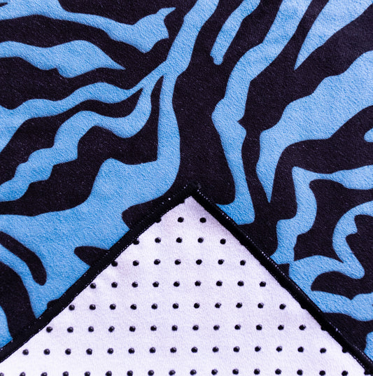 Colorful kaleidoscope yoga towels for hot yoga, featuring unique prints for both women and men.