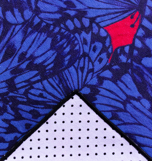 Colorful kaleidoscope yoga towels for hot yoga, featuring unique prints for both women and men