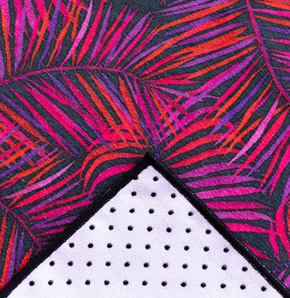 Colorful kaleidoscope yoga towels for hot yoga, featuring unique prints for both women and men